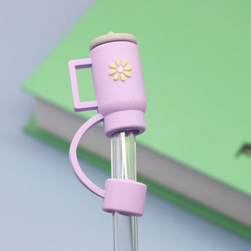 Silicone Straw Covers Cap with Tumbler 10mm Cute Tumbler Straw Toppers for Tumblers, Dust-Proof Drinking Straw Caps for Reusable Straws Tips